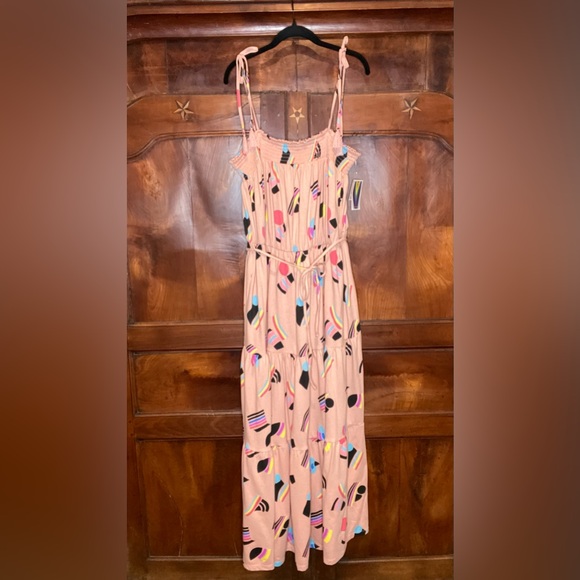 Target Tie Shoulder Summer Maxi XXL Dress 80’s Retro Peach Pink Teal Purple - Picture 12 of 14
